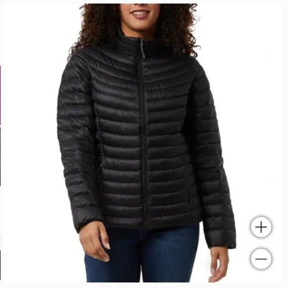NWT 32 Degrees Heat Ultra Lightweight Down Packable Coat Jacket Black Sz L - Picture 1 of 14